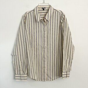 express // butter yellow striped long sleeve dress shirt L